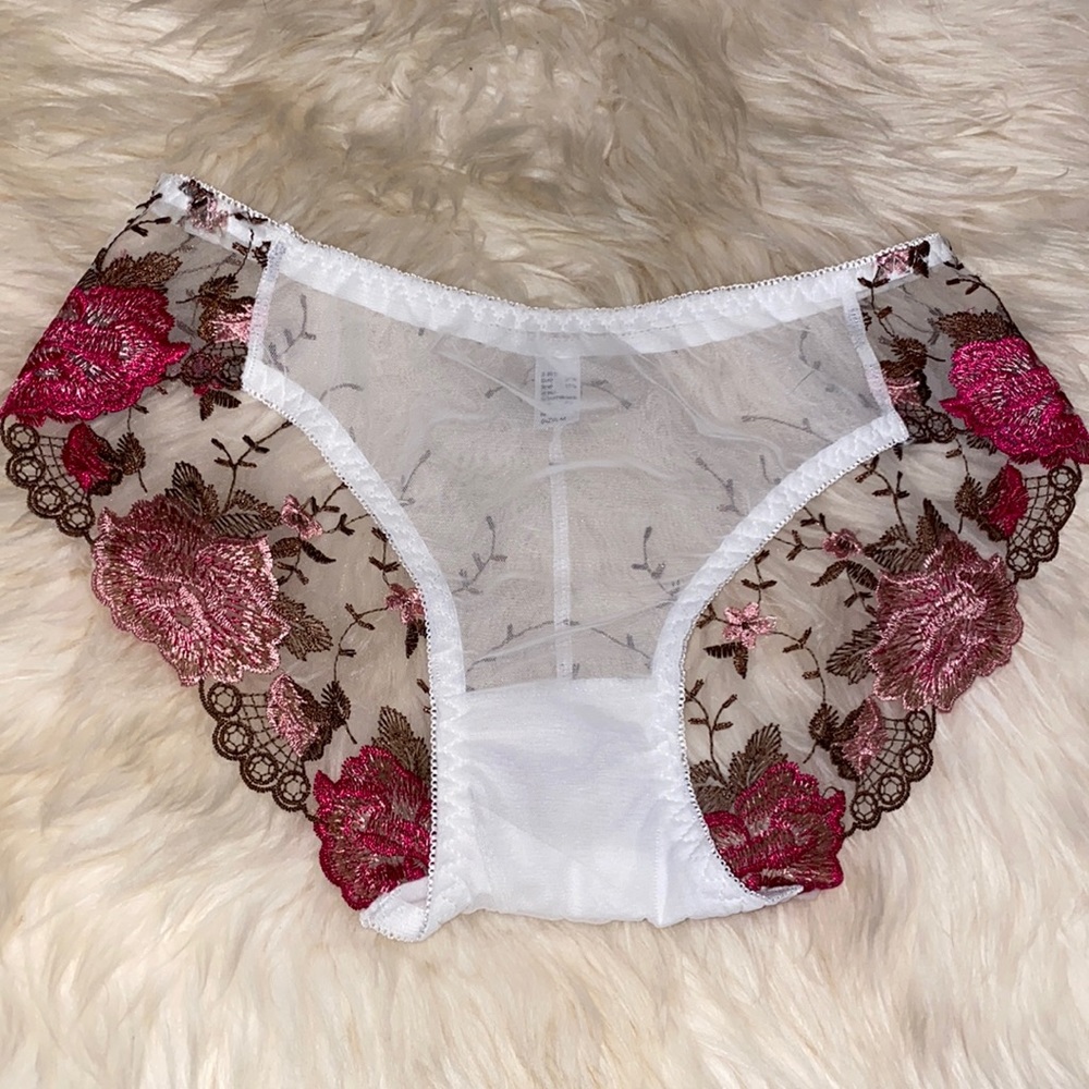 Delicate floral sheer lace panties
